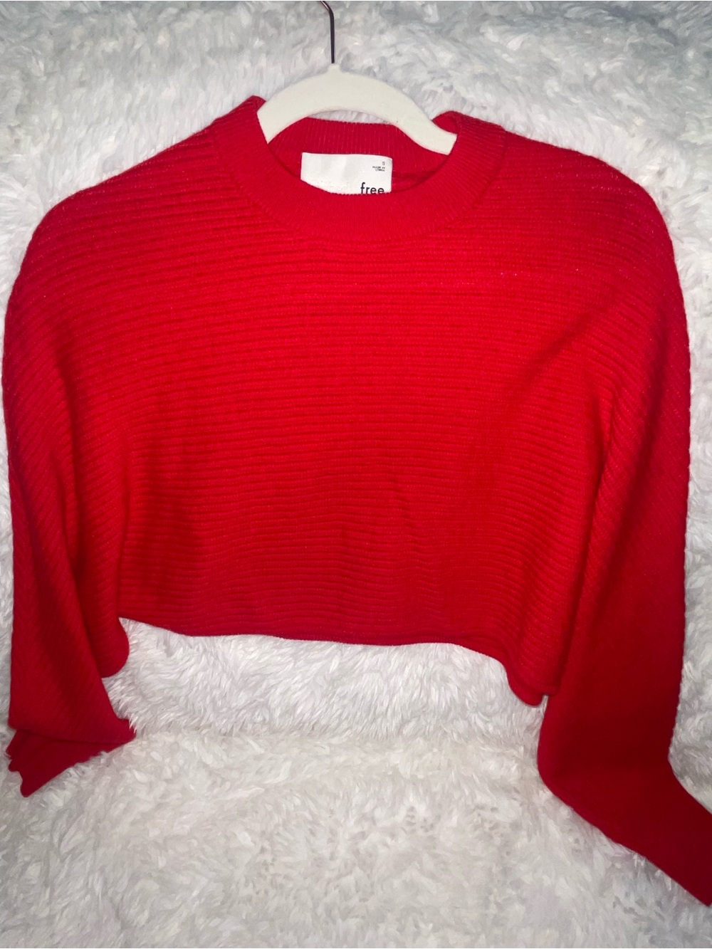 Wilfred Red Ribbed Cropped Sweater Top